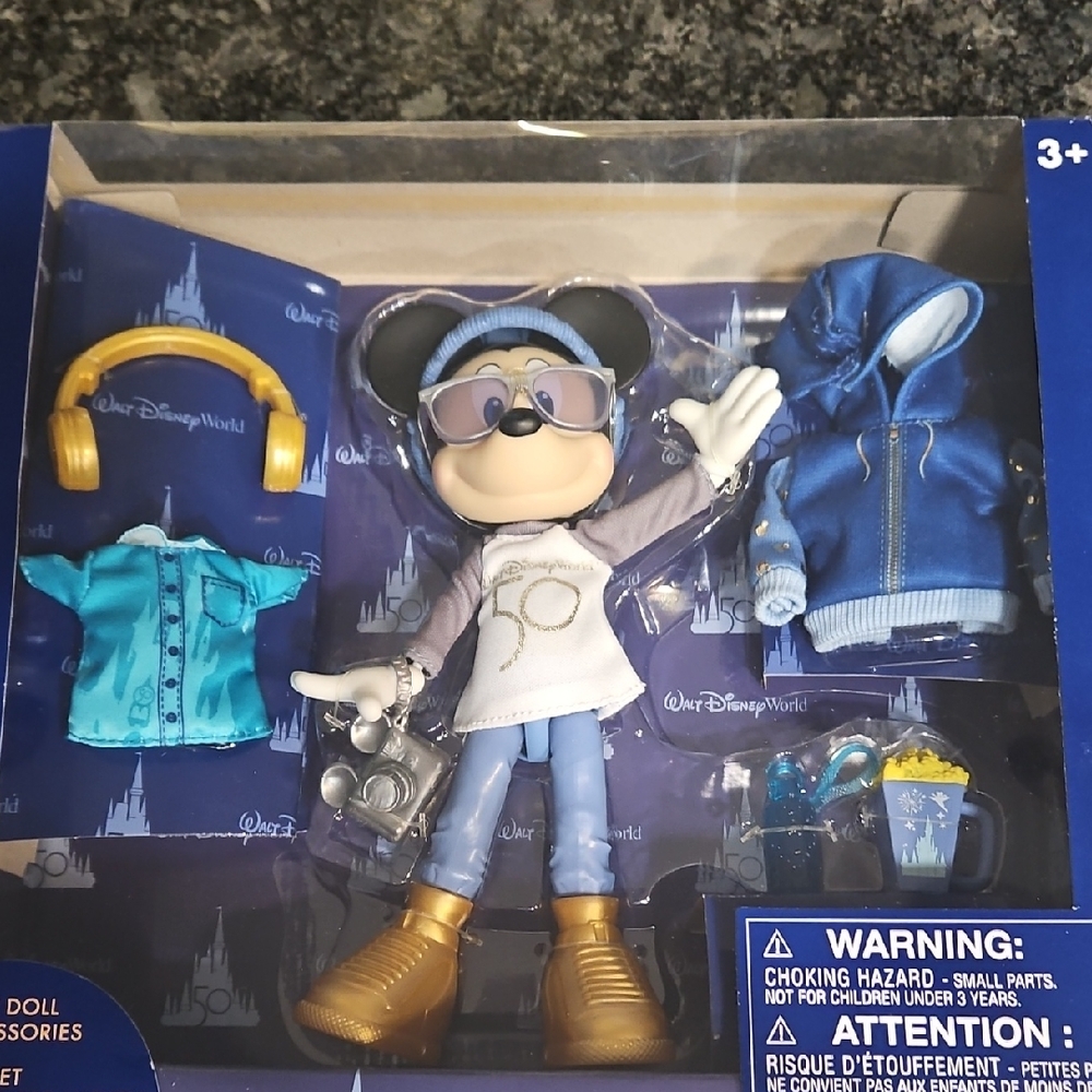 Disney 50TH Mickey Mouse Doll with Blue and Gold Outfit